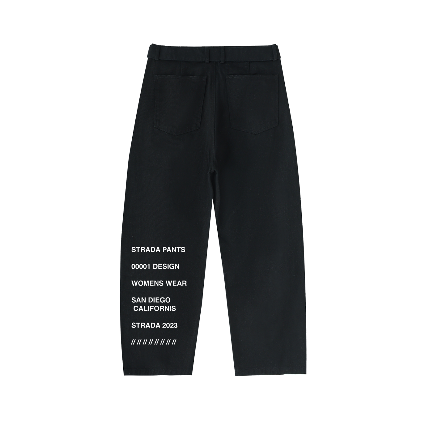 Twisted-Seam Belted Curved-Blade Pants