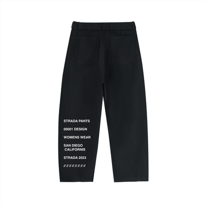 Twisted-Seam Belted Curved-Blade Pants